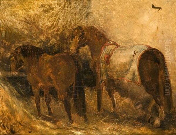 Chevaux A L'ecurie (study) Oil Painting by Theodore Gericault