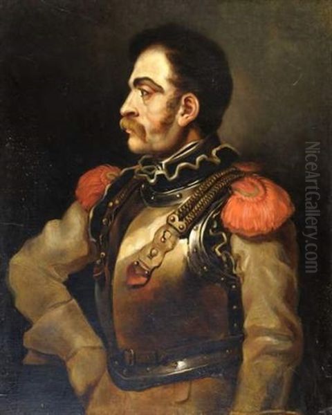 Portrait D'officier En Cuirasse Oil Painting by Theodore Gericault