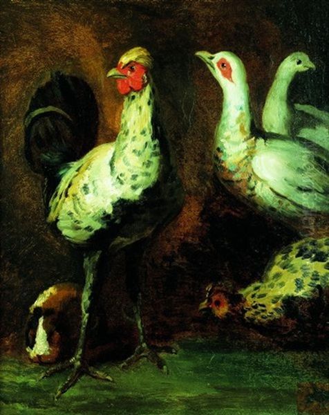 Coq, Poules Et Cochon D'inde Oil Painting by Theodore Gericault