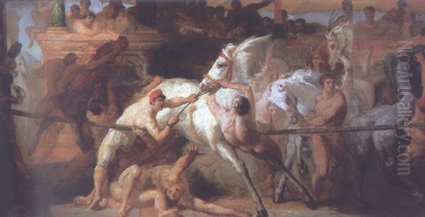 La Corsa Dei Barberi Oil Painting by Theodore Gericault