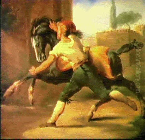 Palefrenier Retenant Son Cheval Oil Painting by Theodore Gericault