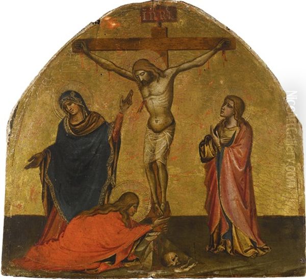 Christ On The Cross With The Madonna, Saint John And Mary Magdalene Oil Painting by Niccolo di Pietro Gerini