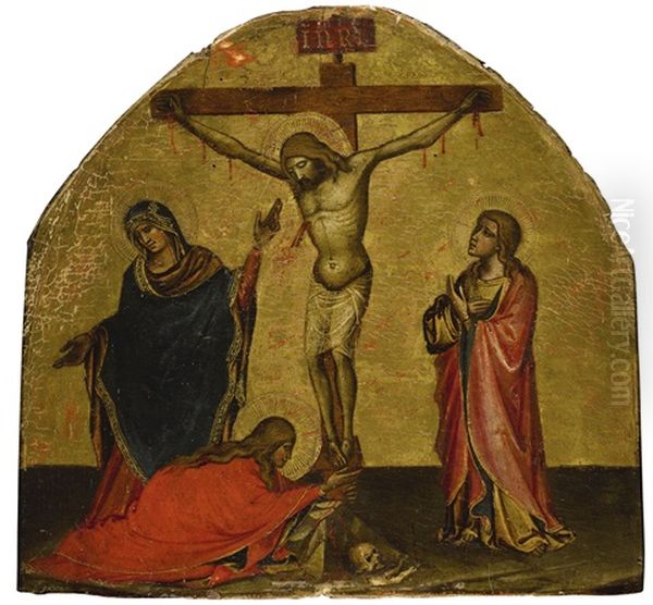 Christ On The Cross With The Virgin, Saints John And Mary Magdalene Oil Painting by Niccolo di Pietro Gerini