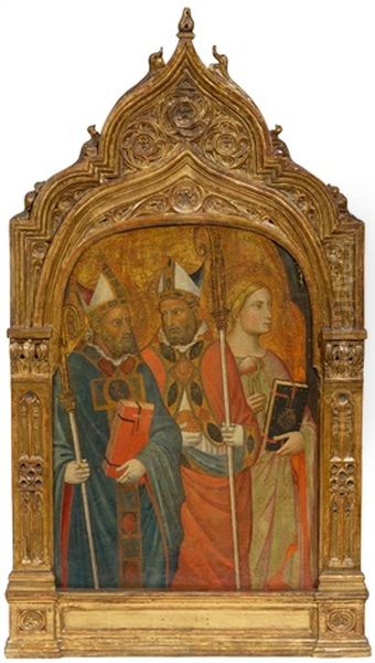 Saint Augustin, Saint Nicholas And Saint Agatha by Niccolo di Pietro Gerini