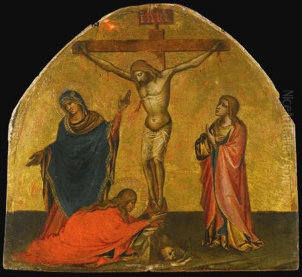 Christ On The Cross With The Virgin, Saints John And Mary Magdalene Oil Painting by Niccolo di Pietro Gerini