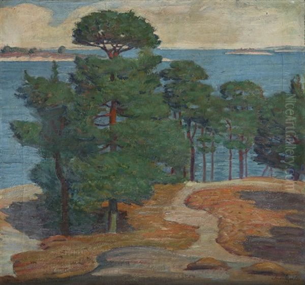 Pine By The Sea Oil Painting by Aron Gerle