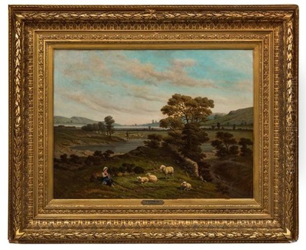 Paysage Anime De Bergers Et Moutons Oil Painting by Charles Germain