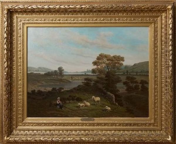 Paysage Anime De Bergers Et Moutons Oil Painting by Charles Germain