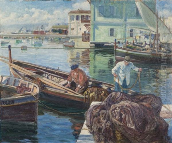 Le Port D'alger Oil Painting by Alphonse Leon Germain-Thill