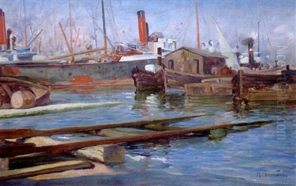 Le Port D'alger Oil Painting by Alphonse Leon Germain-Thill