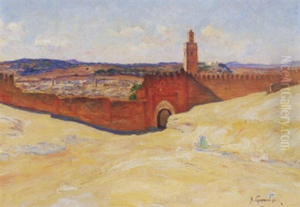 Bab-el-ghissa, Fez Oil Painting by Alphonse Leon Germain-Thill