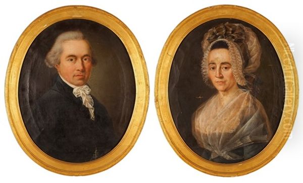 Gegenstucke: Portraits Johannes Und Maria Magdalena Deci-rubin Von Thun Oil Painting by Karl Germann