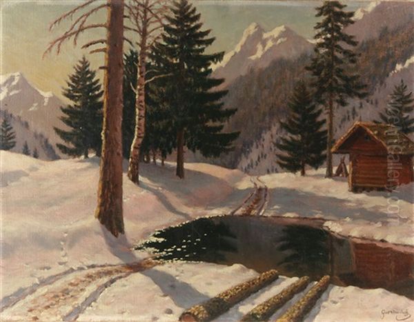 Spring Thaw Oil Painting by Mikhail Markianovich Germanshev