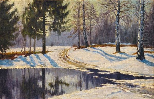 Early Spring Oil Painting by Mikhail Markianovich Germanshev