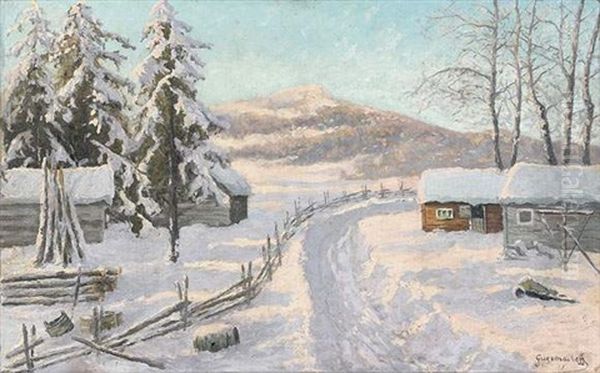 Paysage Sous La Neige by Mikhail Markianovich Germanshev