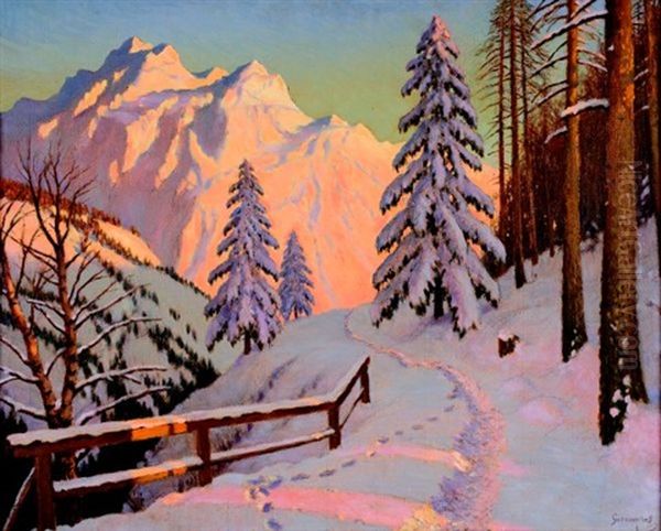 Near Gstaadt Oil Painting by Mikhail Markianovich Germanshev