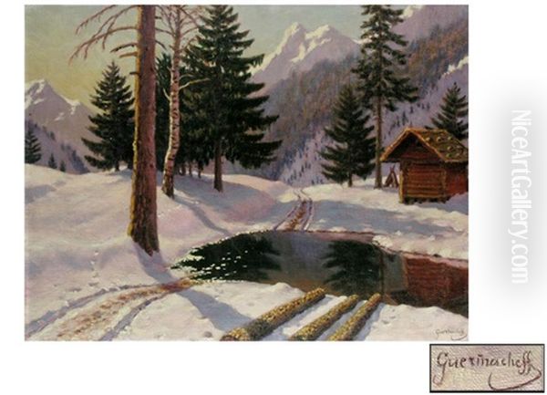 Winterliche Berglandschaft Oil Painting by Mikhail Markianovich Germanshev