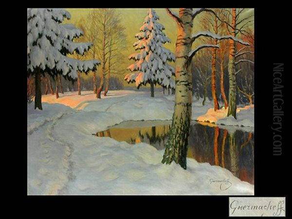 Winterliche Waldlandschaft Oil Painting by Mikhail Markianovich Germanshev