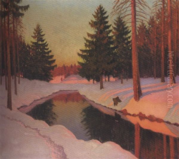 Winter Sunshine Oil Painting by Mikhail Markianovich Germanshev