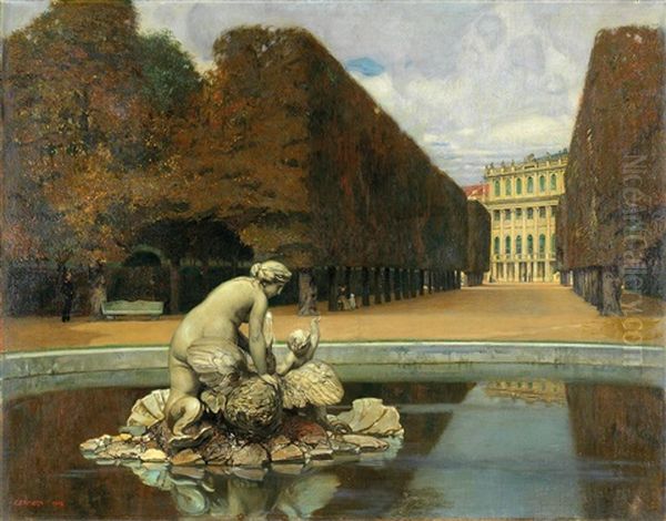 Schlossgarten In Schonbrunn Oil Painting by Raimund Germela