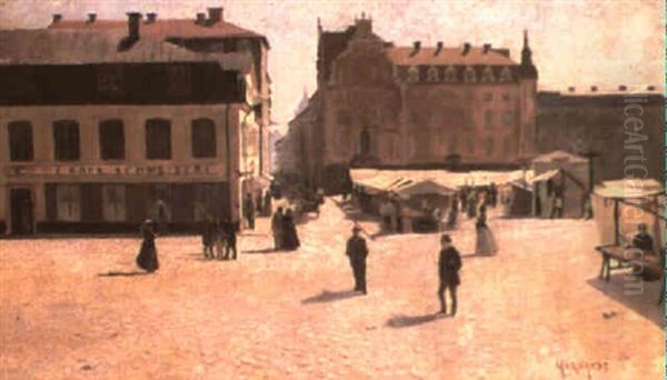 Cafe Schweizer, Stockholm Oil Painting by Arvid Wilhelm Gernandt