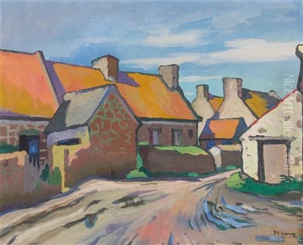 Rue De Village Et Maisons Bretagne Oil Painting by Paul Elie Gernez