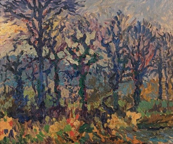 Soleil D'hiver Sur Les Grands Arbres Oil Painting by Paul Elie Gernez