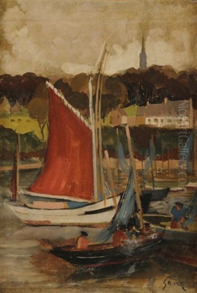 Honfleur, Retour De Peche Oil Painting by Paul Elie Gernez