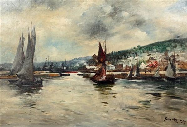 Sortie Du Port De Honfleur Oil Painting by Paul Elie Gernez