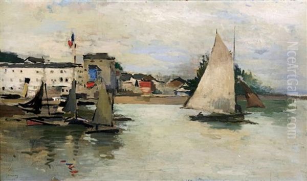 Sortie Du Port De Honfleur Oil Painting by Paul Elie Gernez