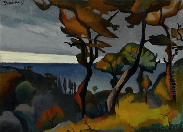 Paysage (arbres Rouges) Oil Painting by Paul Elie Gernez