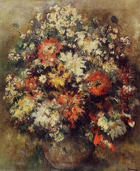 Bouquet De Fleurs Dans Un Vase Grege Oil Painting by Paul Elie Gernez