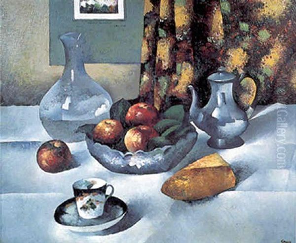 Nature Morte Sur Un Entablement Oil Painting by Paul Elie Gernez