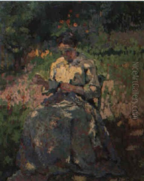 Femme Dans Un Jardin Oil Painting by Paul Elie Gernez