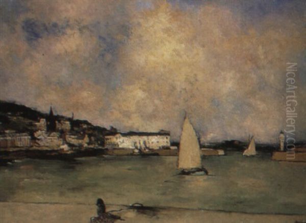 Honfleur, Le Cheval Blanc, Barque Blanche Oil Painting by Paul Elie Gernez