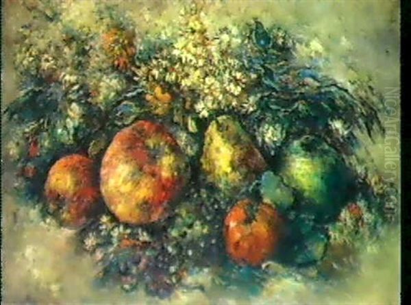 Nature Morte Aux Fruits Et Aux Fleurs Oil Painting by Paul Elie Gernez