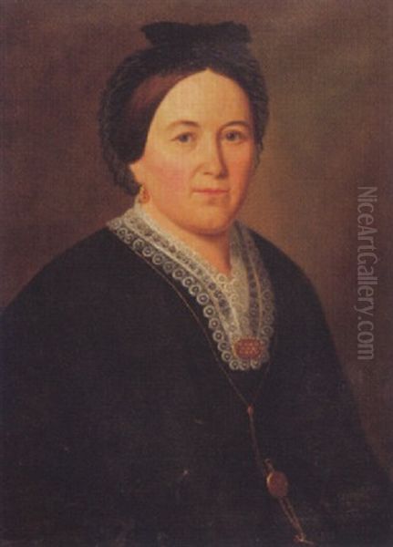 Portrat Einer Frau Mit Spitzenkragen Und Taschenuhr Oil Painting by Heinrich (Karl Heinrich) Gernler