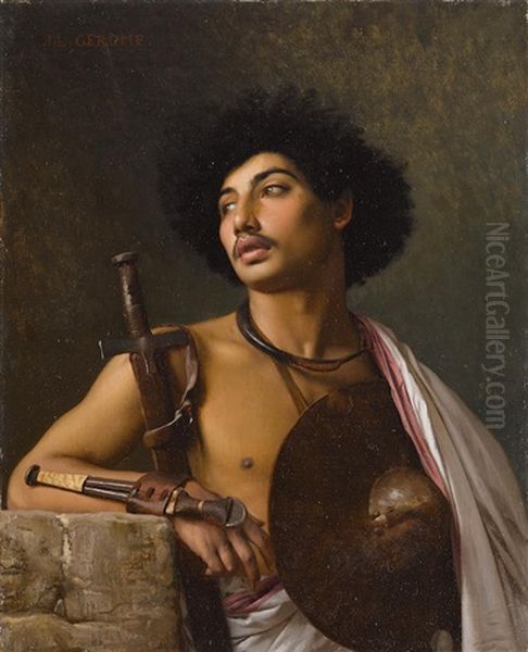 A Bischari Warrior Oil Painting by Jean-Leon Gerome