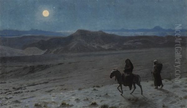 La Fuite En Egypte (nuit) Oil Painting by Jean-Leon Gerome