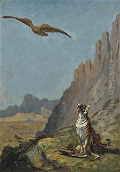 Tigre Et Vautour Oil Painting by Jean-Leon Gerome