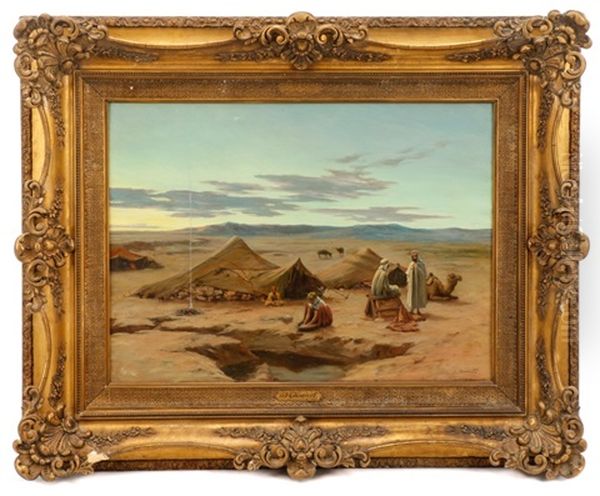 Caravan Making Camp Oil Painting by Jean-Leon Gerome