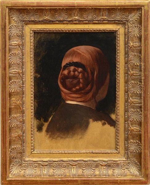 Woman With A Red Coiled Braid (tete De Femme Vue De Dos) Oil Painting by Jean-Leon Gerome