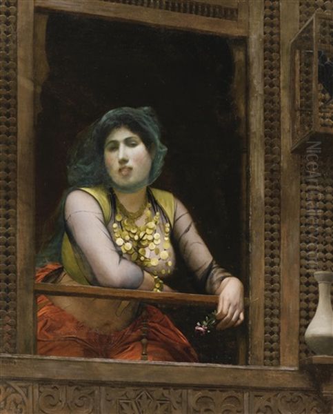 Femme Au Balcon Oil Painting by Jean-Leon Gerome