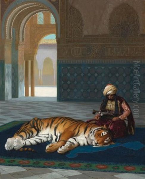 Le Tigre Et Le Gardien Oil Painting by Jean-Leon Gerome