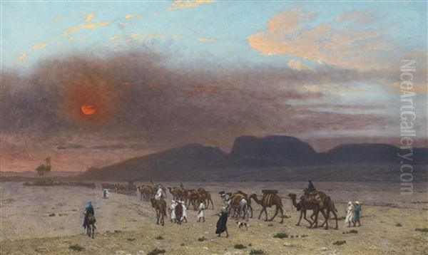 Caravane Dans Le Desert Oil Painting by Jean-Leon Gerome