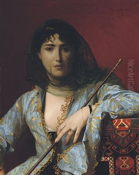 Femme Circassienne Voilee, Veiled Circassian Beauty Oil Painting by Jean-Leon Gerome