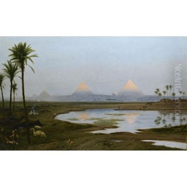 The Pyramids At Daybreak Oil Painting by Jean-Leon Gerome