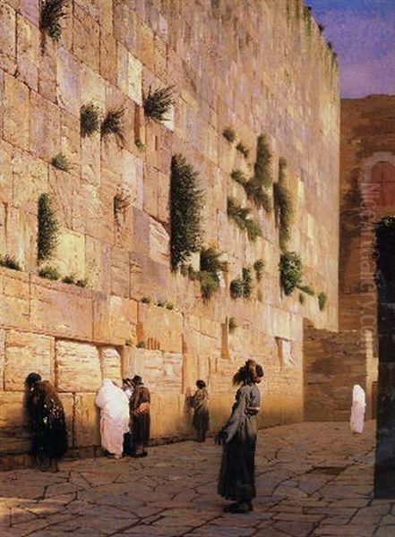 Solomon's Wall Jerusalem (the Wailing Wall) Oil Painting by Jean-Leon Gerome