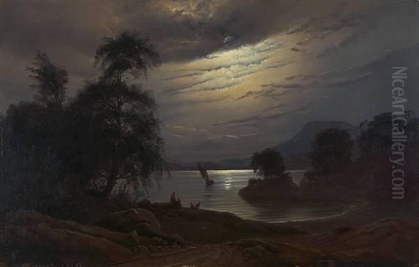 Nattseilas Oil Painting by Knud Andreassen Baade