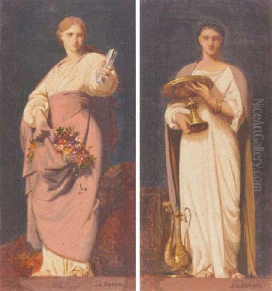 Allegories De La Sculpture Et De La Peinture (pair) by Jean-Leon Gerome